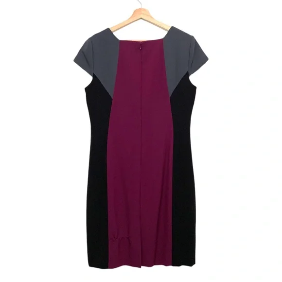 Tahari Arthur S. Levine Color Block Dress Cap Sleeve Square Neckline Size 14 - Picture 3 of 9